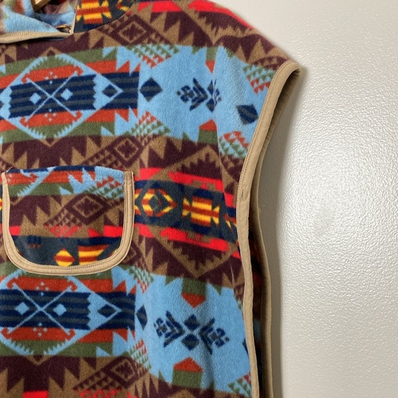 Lindo Fleece Aztec Print Vest Pullover Hooded Western Boho Design Size 11 - Picture 4 of 12